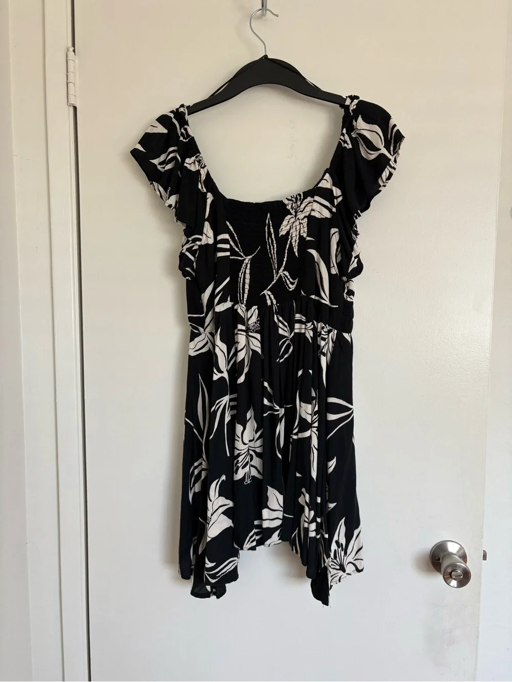 ANGIE Floral Mini Dress Black & White